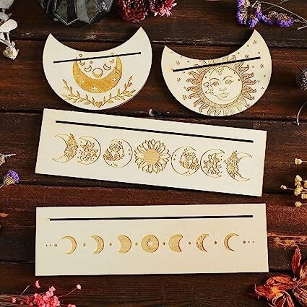 4 Piece Wooden Tarot Card Holders | Altar Tarot Card Stand | Divination Tools |